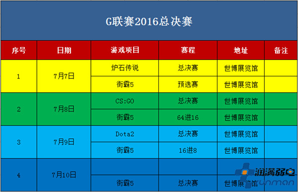 世博馆G联赛2016总决赛赛程安排